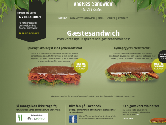 Anettes Sandwich web design