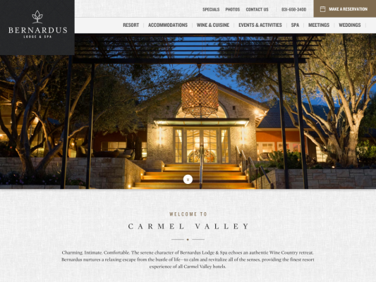 Bernardus Lodge web design