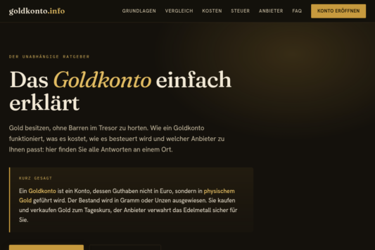 Goldkonto web design