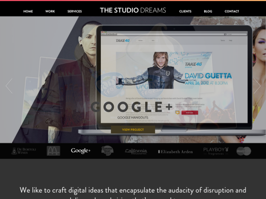 The Studio Dreams web design